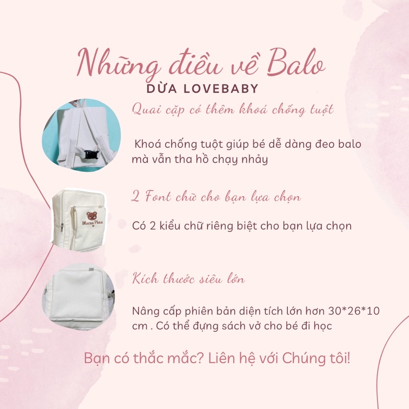 Balo thêu tên cho bé phong cách Hàn Quốc đi học