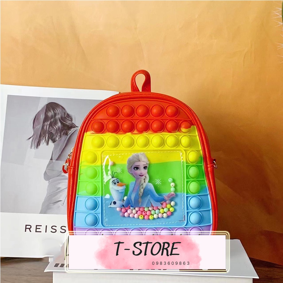 Balo cho bé hình công chúa elsa, balo pop it ngộ nghĩnh, dễ thương