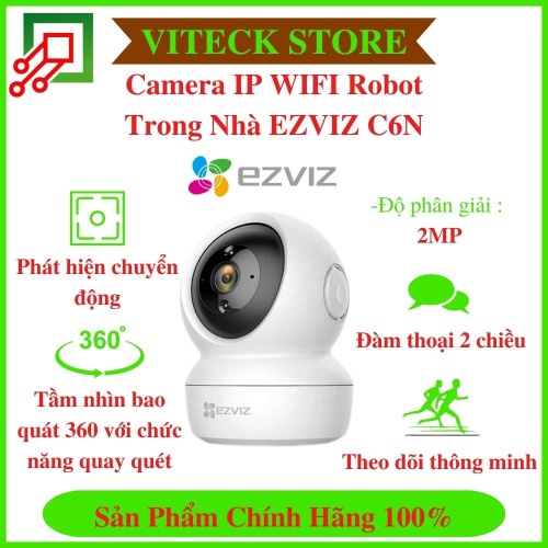 Camera IP Wifi Robot trong nhà EZVIZ C6N 2MP - Hàng Chính Hãng