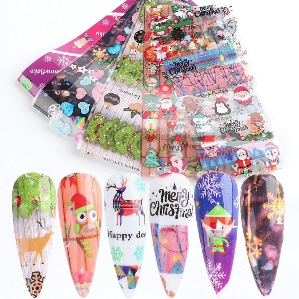 Set 50 Miếng Dán Chuyển Nước Họa Tiết Giáng Sinh Trang Trí Móng Tay DIY