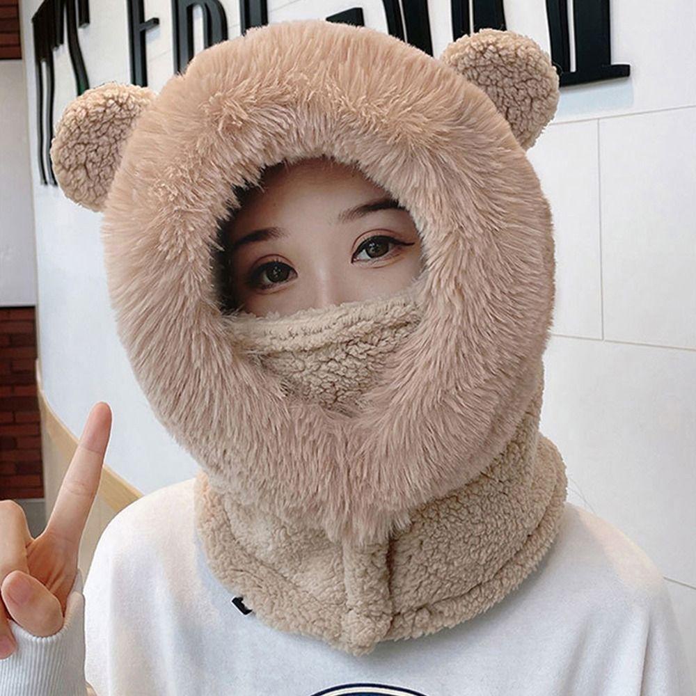 NIUYOU Mũ Len Tai Gấu Chống Gió Mùa Đông