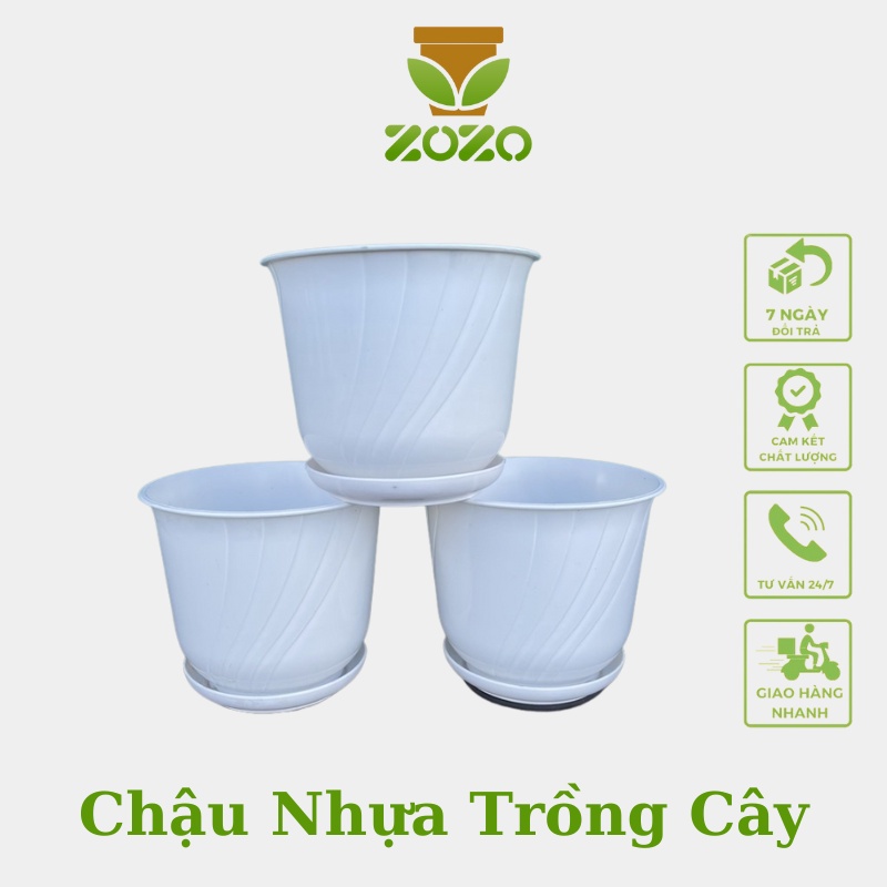 Chậu nhựa ZOZO trồng cây hoa lan dáng bom giả sứ mini kèm đĩa loại 1 cực xinh