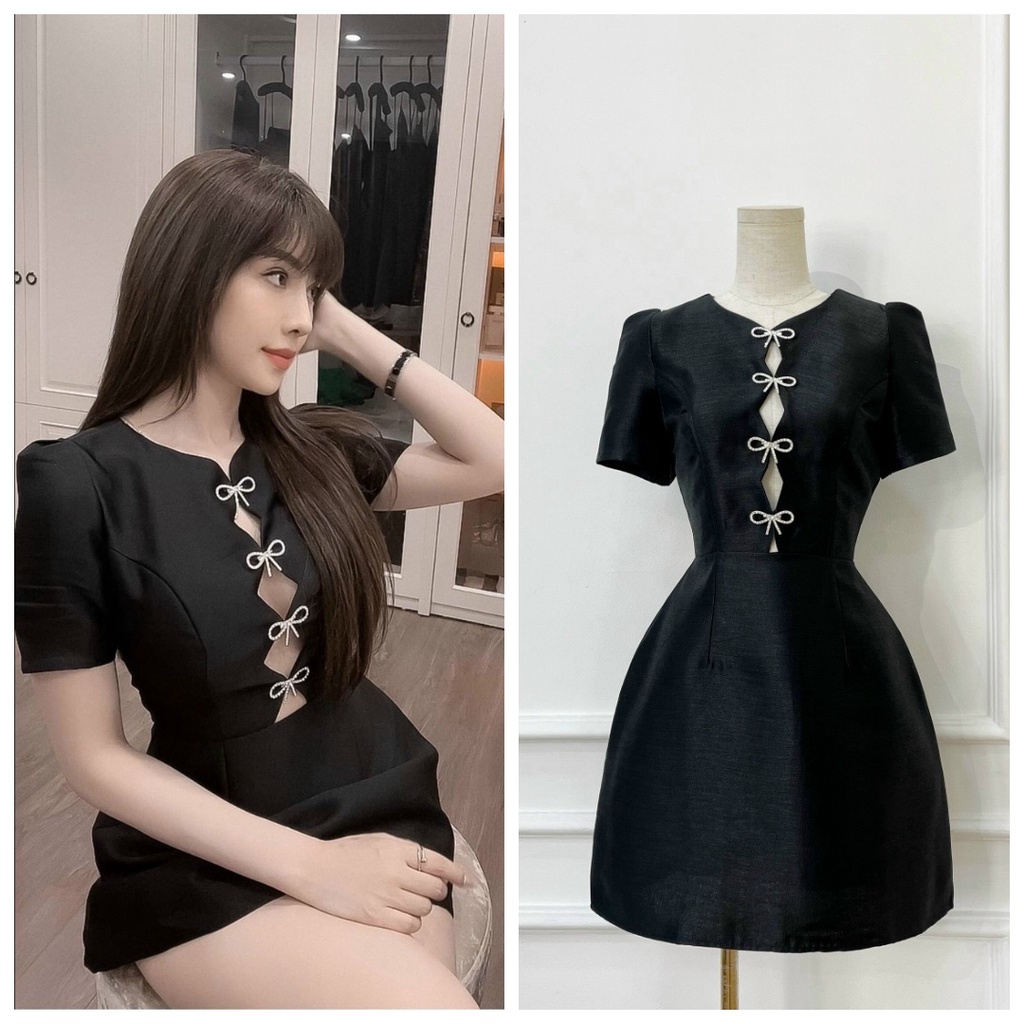 ĐẦM THIẾT KẾ ĐÍNH NƠ NGỰC CUT OUT QUYẾN RŨ