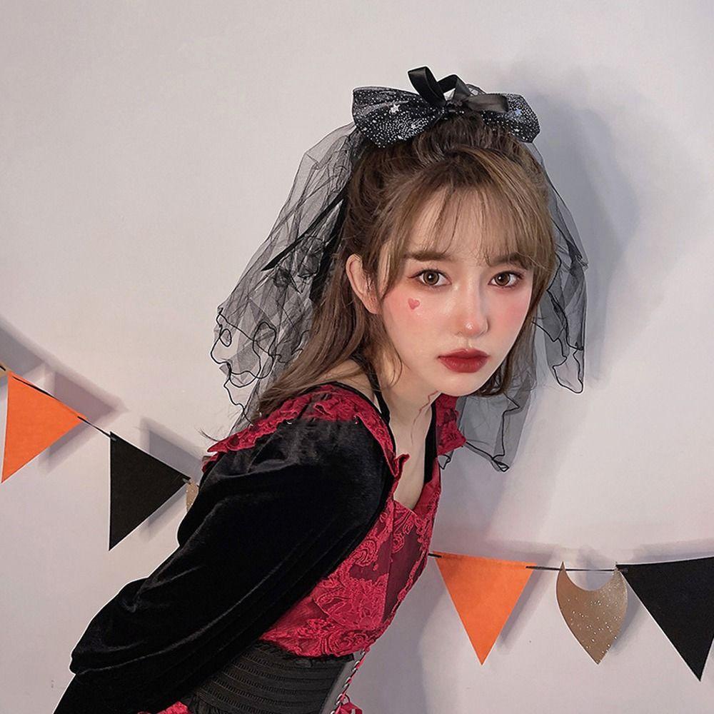 Kẹp Tóc Hình Vương Miện Có Mạng Che Mặt Phối Đèn LED Cho Cô Dâu Chụp Ảnh