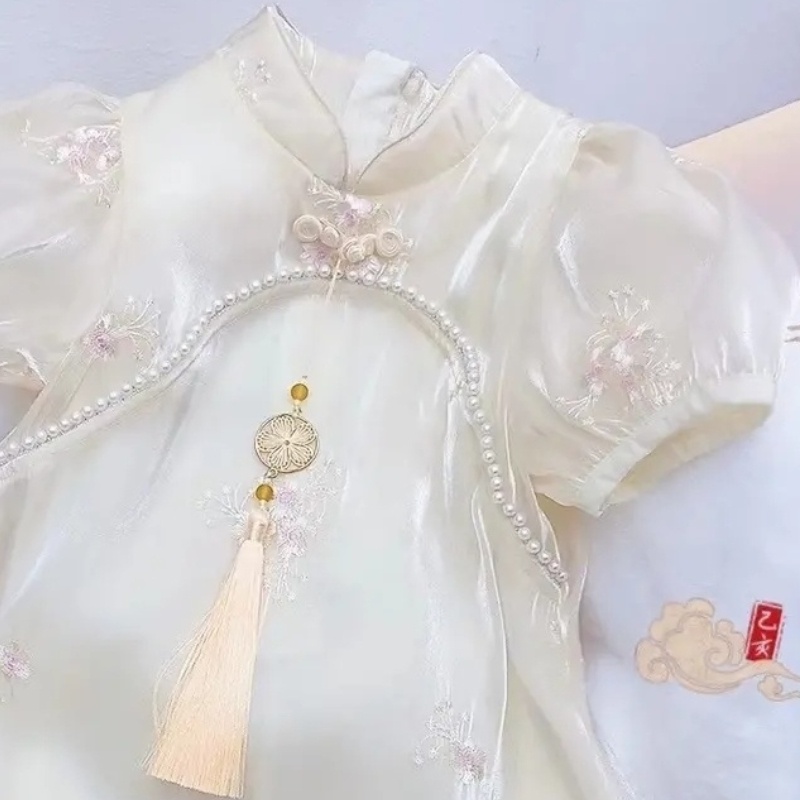 Đầm Sườn Xám Công Chúa Yangqi Mẫu Mới 2022 Thời Trang Mùa Hè Cho Bé Gái