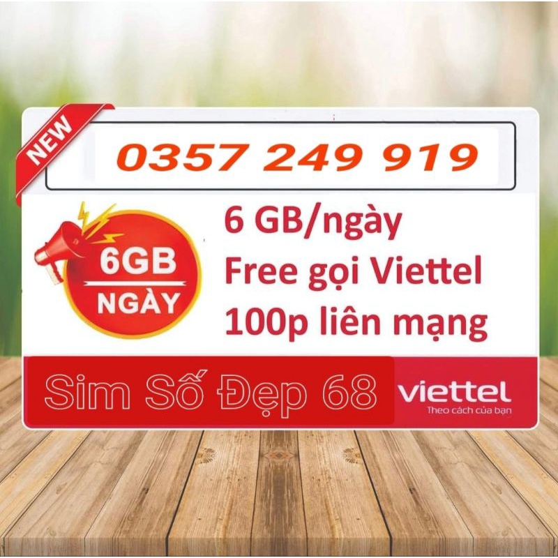 Sim 4G 6Gb/ngày