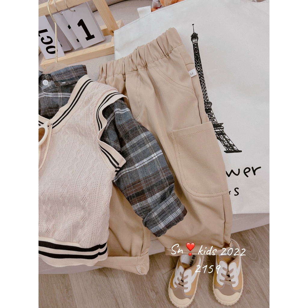 Set gile len 3 chi tiết cho bé trai từ 8-28kg- Bộ gile 3 chi tiết cho bé trai Kidbabyonline K161- Bộ công tử bé trai