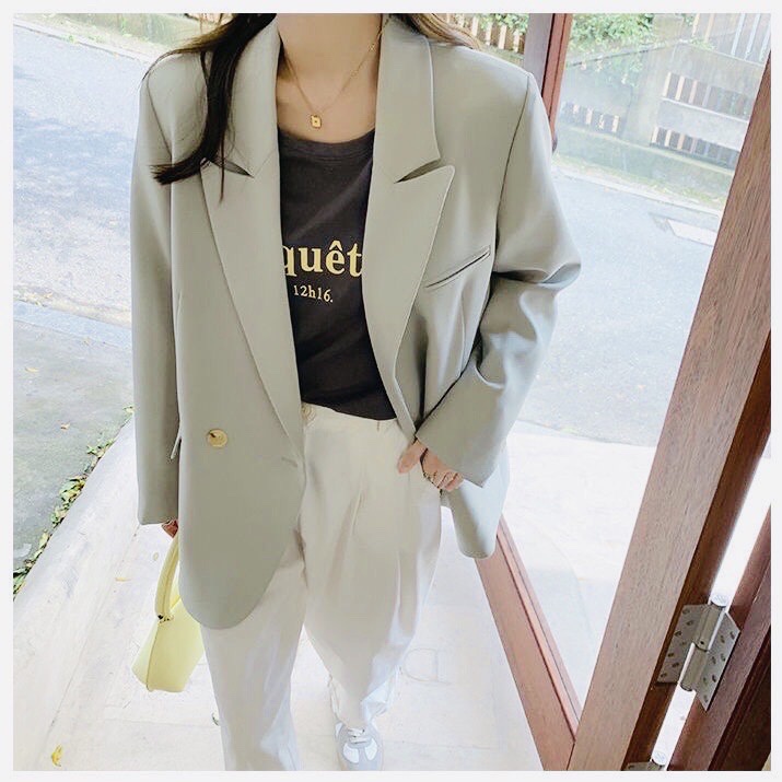 Áo Khoác Blazer Nữ 2 Nút Dáng Rộng Oversize Thời Trang Thu - BLA22089