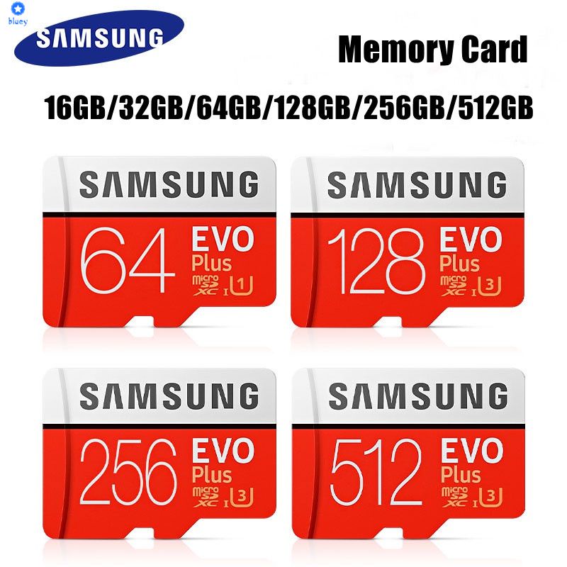 Thẻ Nhớ Samsung Evo Plus Micro Sd Tf 4K Hd 16Gb/32Gb/64Gb/128Gb/256Gb/512Gb/Micro Sdxc C10 U3 Micro Sd 95 MB/giây Đọc quàng Nam Tốc Độ 【Bluey】