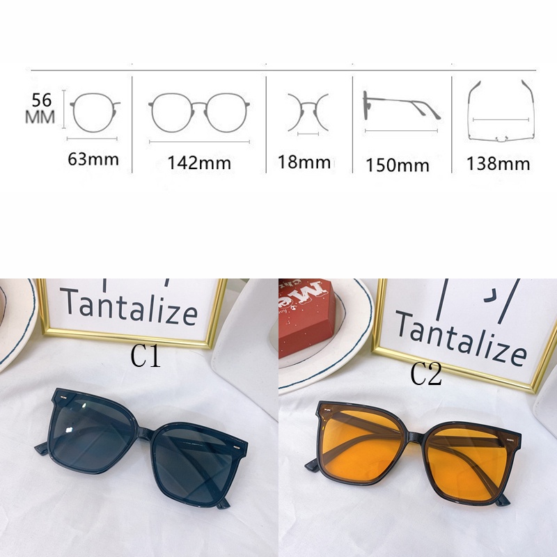 Kính Chống Nắng Chống Tia UV Gọng Vuông Lớn Màu Vàng Cổ Điển Phong Cách Hàn Quốc Thời Trang Cho Nam Và Nữ