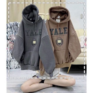Áo hoodie nỉ bông chữ yalee tay bồng mũ 2 lớp unisex form rộng free size