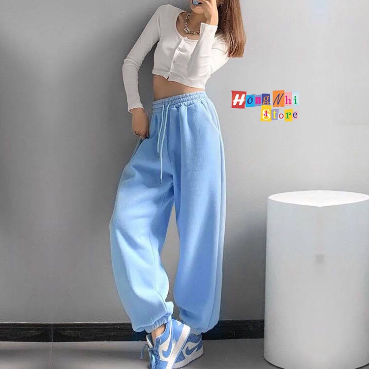 Quần Jogger Basic Pant Ulzzang Unisex Jogger Trơn Bo Lai Xanh Dương Dáng Rộng Nam Nữ - MM