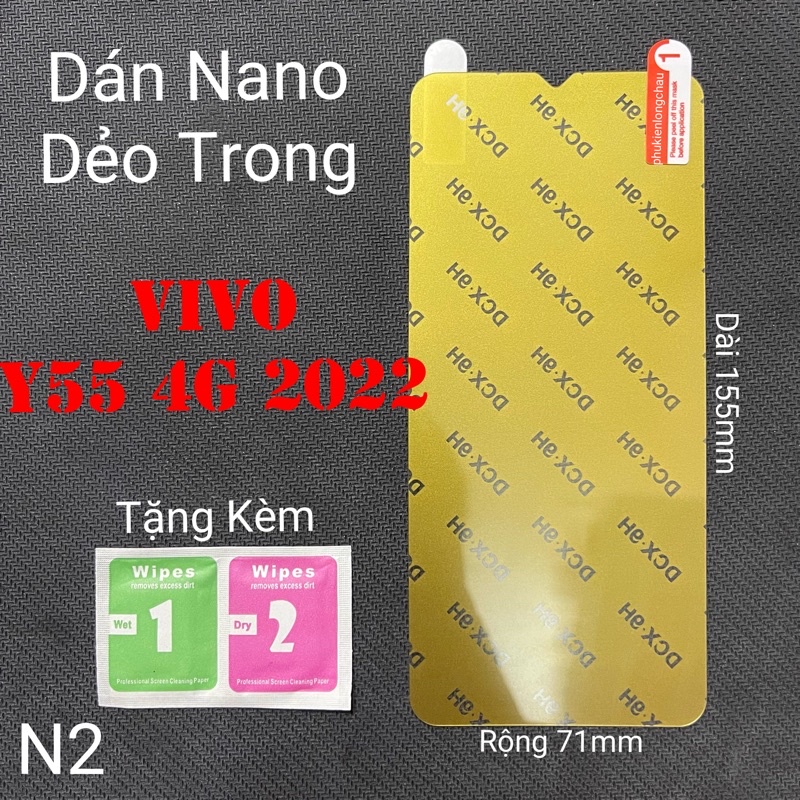 (N2)Miếng Dán Màn Hình Siêu Mỏng Dẻo Nano Cường Lực DCX-9H Vivo Y55 4G 2022