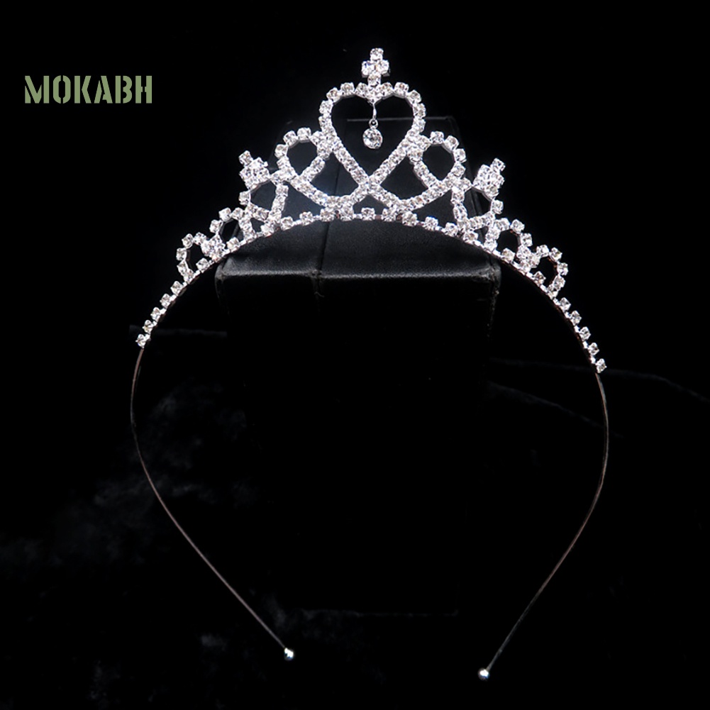 Vương Miện Cài Tóc Đính Đá Hình Trái Tim Thanh Lịch Cho Bé Gái