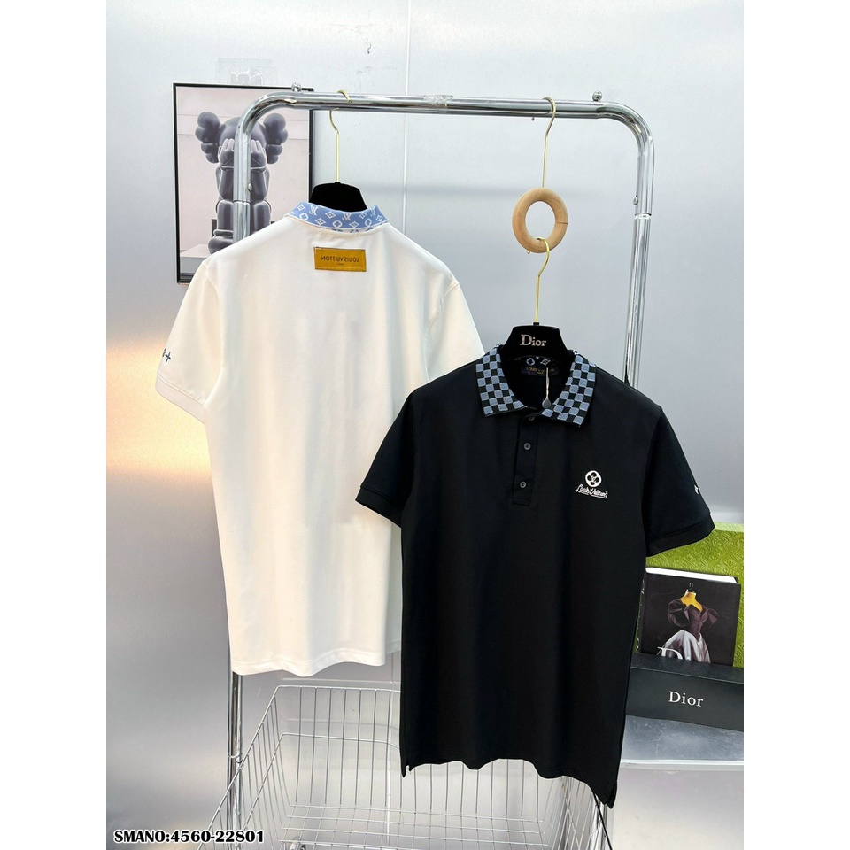 Áo Polo Nam LV Cổ Caro Chất Cotton Mát Mịn - Áo Phông Nam Cổ Bẻ Thêu Logo Cao cấp