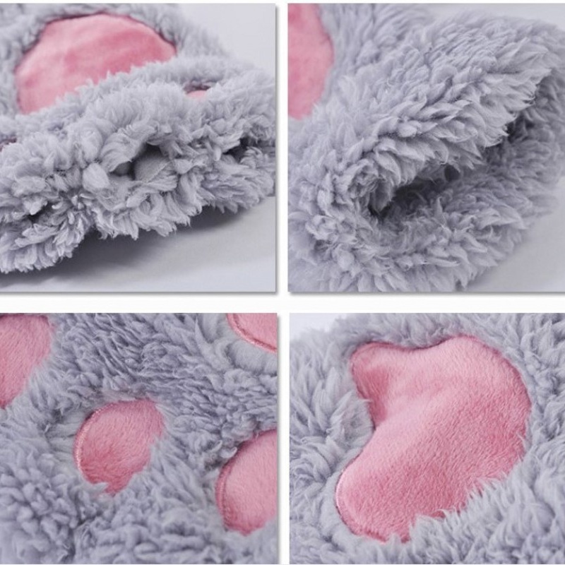 Găng Tay Hở Ngón Giữ Ấm Dày Dặn Hình Dấu Chân Mèo Dễ Thương Thời Trang Mùa Đông Cho Nữ [Giáng Sinh / Halloween] [Cô Gái Thể Thao Cảm Ứng Màn Hình