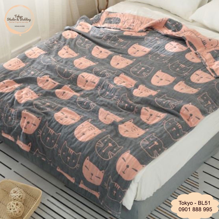 [THANH LÝ] (5)TH Chăn văn phòng vải Xô Cotton Sợi Tre organic Nature100%