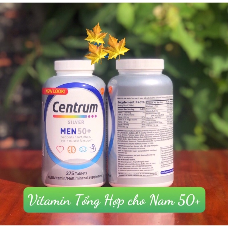 Viên uống Vitamin Tổng Hợp Centrum Silver Multivitamin MEN 50+ 275 viên — dành cho Nam trên tuổi 50💙