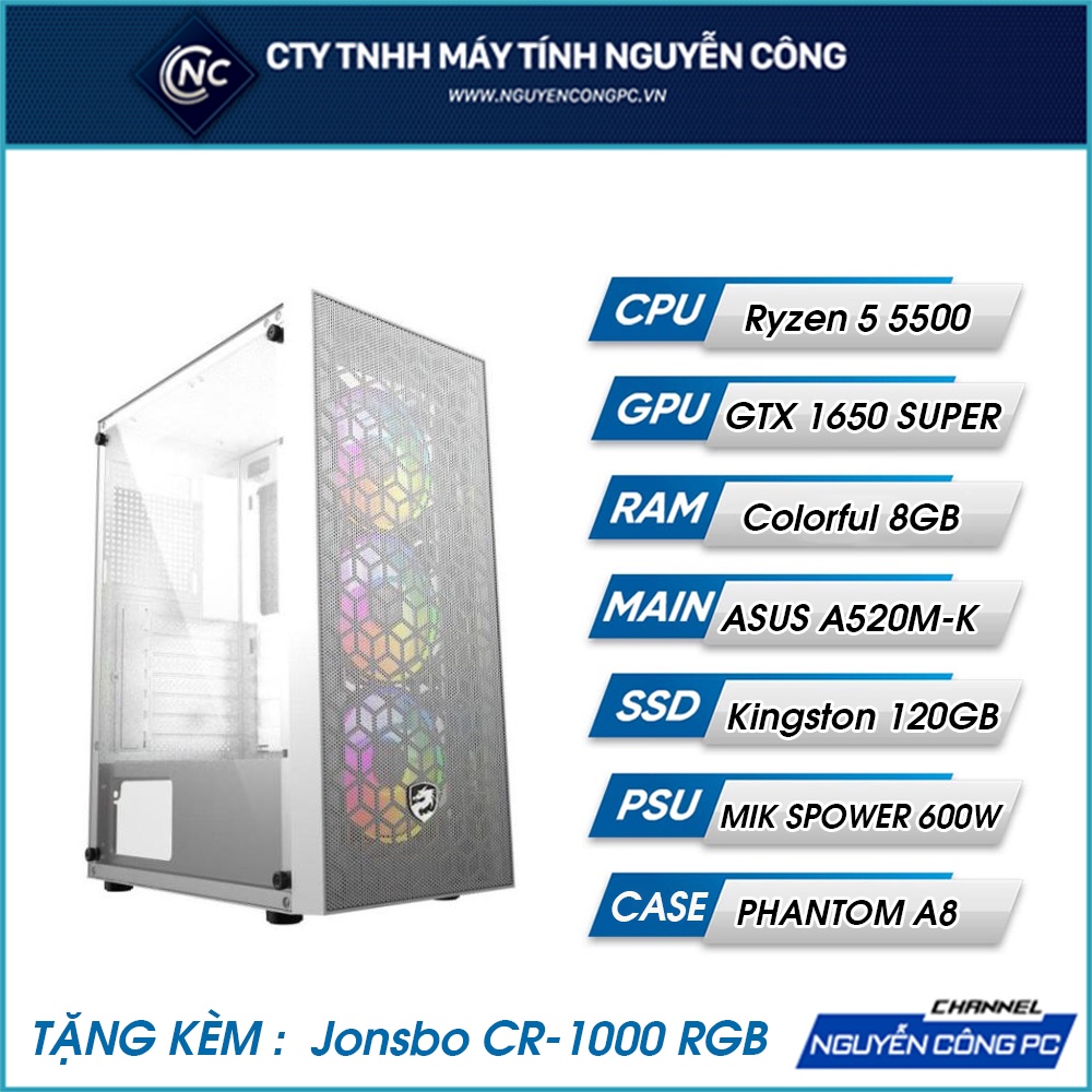 Bộ máy tính chơi game VIP AMD/ A520 + Ryzen 5 4500 +Ram 16G VGA 1650 Super 4Gb Chơi Game PUBG PC FIFA 4 Bảo Hành 3 Năm