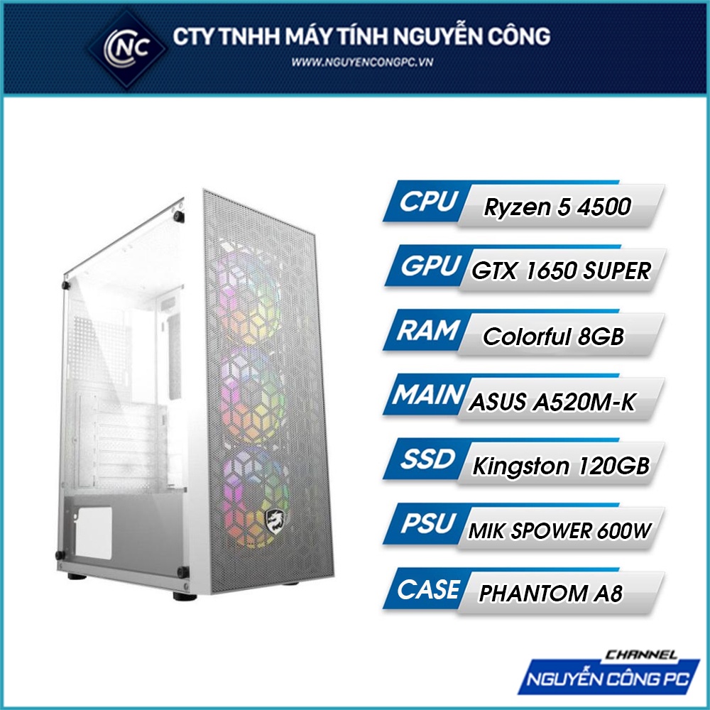 Bộ máy tính chơi game AMD/ A520 + Ryzen 5 4500 + Ram 16G - VGA 1650 Super 4Gb Chơi Game PUBG PC FIFA 4 Bảo Hành 3 năm