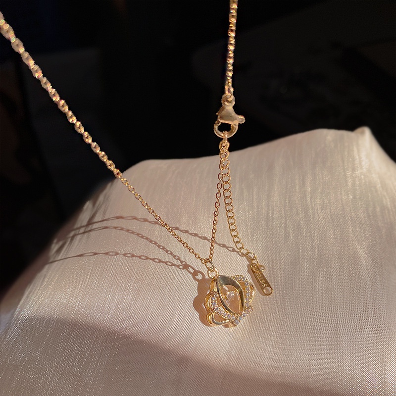 YeYi Vòng cổ Thép Titan Nhẹ Đính Đá zircon Sang Trọng Cho Nữ