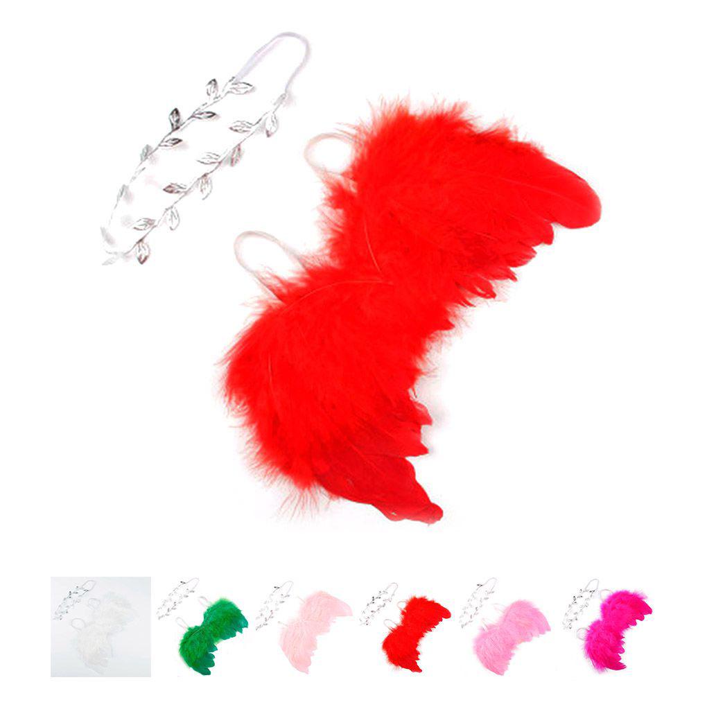 Băng Đô Cài Tóc Hình Cánh Lá Phối Lông Vũ Có Thể Tái Sử Dụng Cho Bé Sơ Sinh Chụp Ảnh