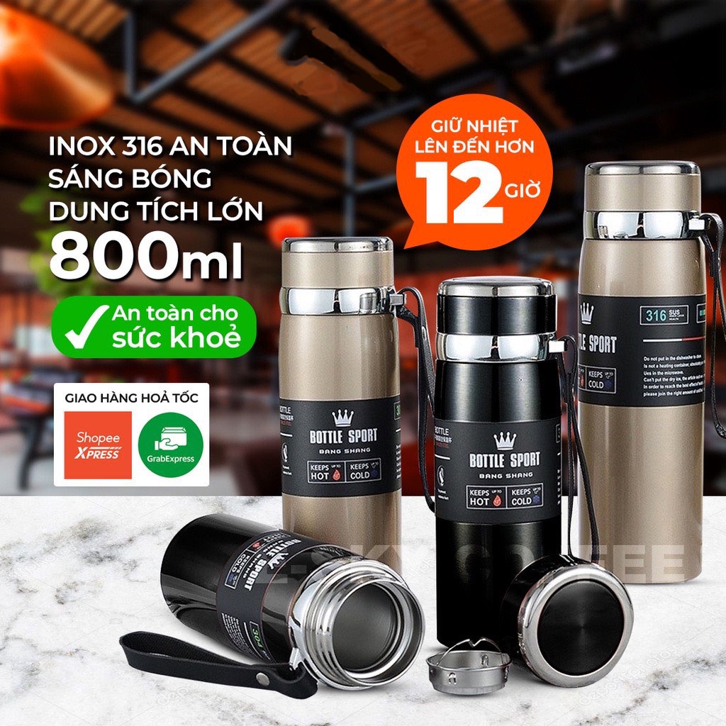 Bình Giữ Nhiệt Thể Thao 800ml Inox 304 An Toàn, Giữ Nhiệt Lâu, Hàng Loại 1, Đảm Bảo Chất Lượng.