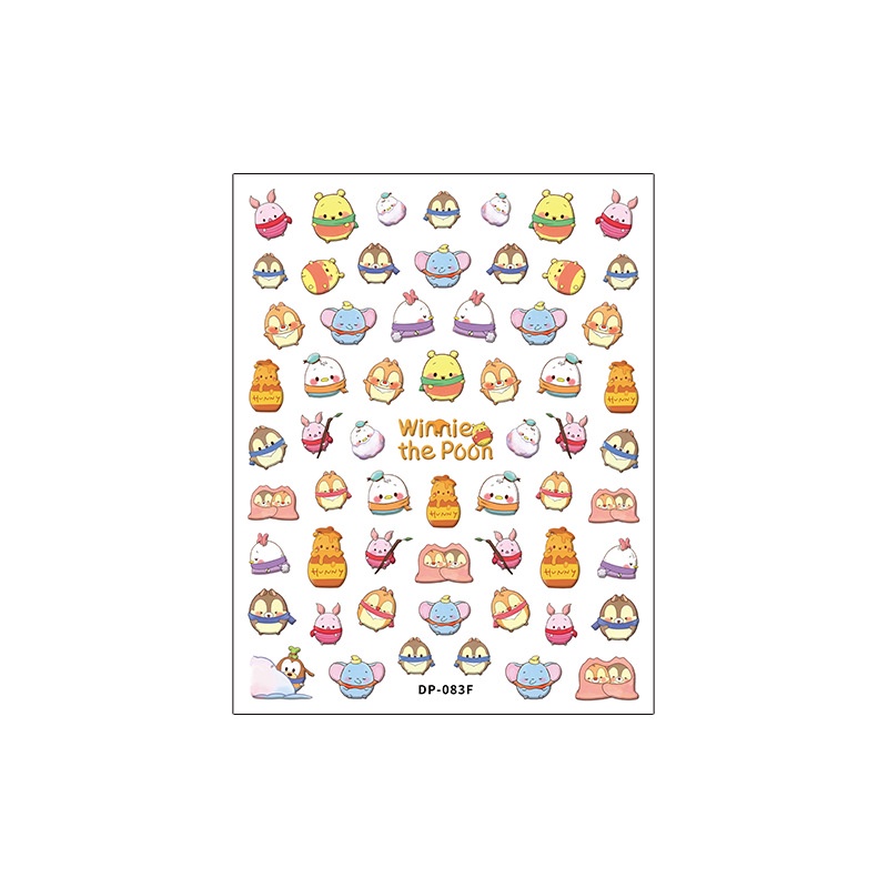 ⚡Miếng Dán Móng Tay 5D Hình Vịt Donald / Gấu Pooh / Gấu Pooh Dp Dễ Thương