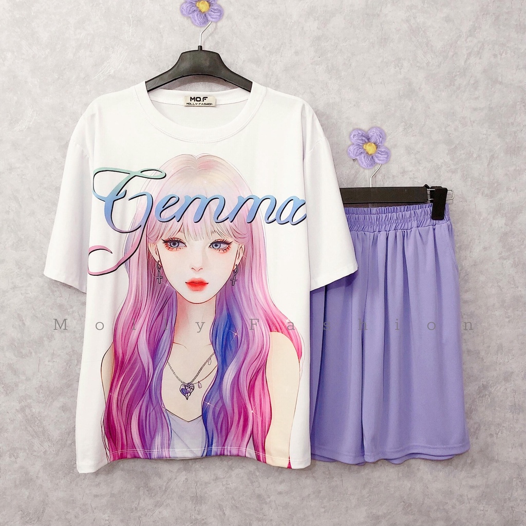 Set đồ bộ GEMMA ❤️ Bộ mặc nhà Cartoon form rộng Freesize Molly Fashion
