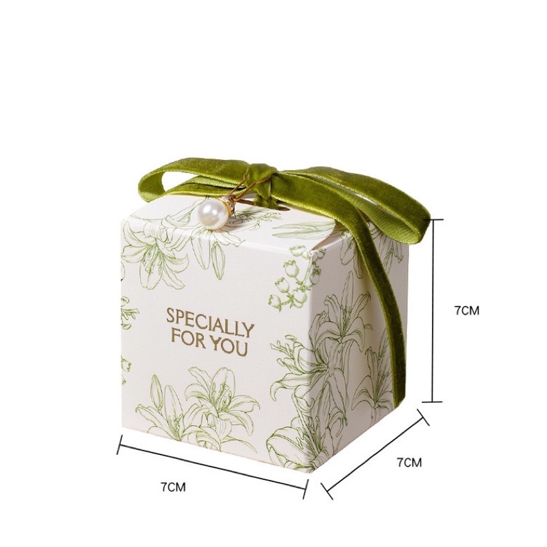 Hộp quà tặng, hộp nến, hộp quà cưới mini hoạ tiết hoa 4 mùa size S