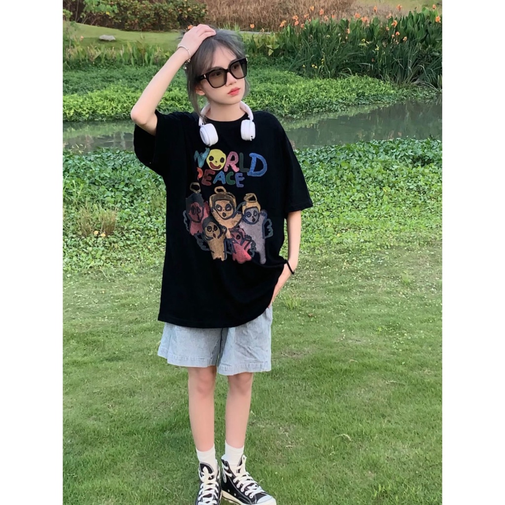 NRVP Áo Thun Unisex Mùa Hè Dáng Suông Tay Cộc Phong Cách Hàn Quốc Cho Nam Nữ