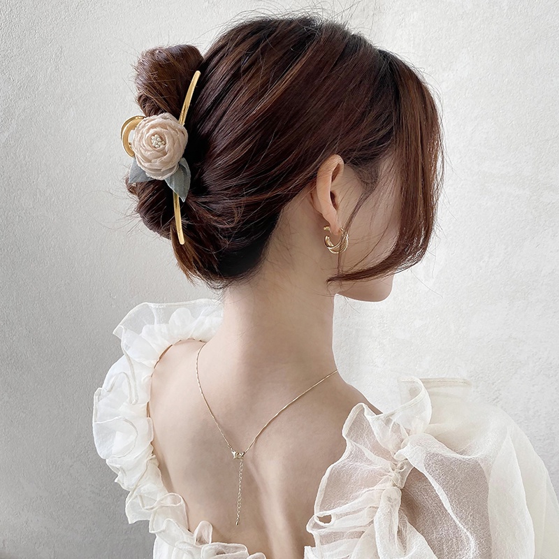 Kẹp Tóc Hình Cá Mập Phối Lưới Hoa Xinh Xắn Thời Trang Mùa Hè Cho Nữ