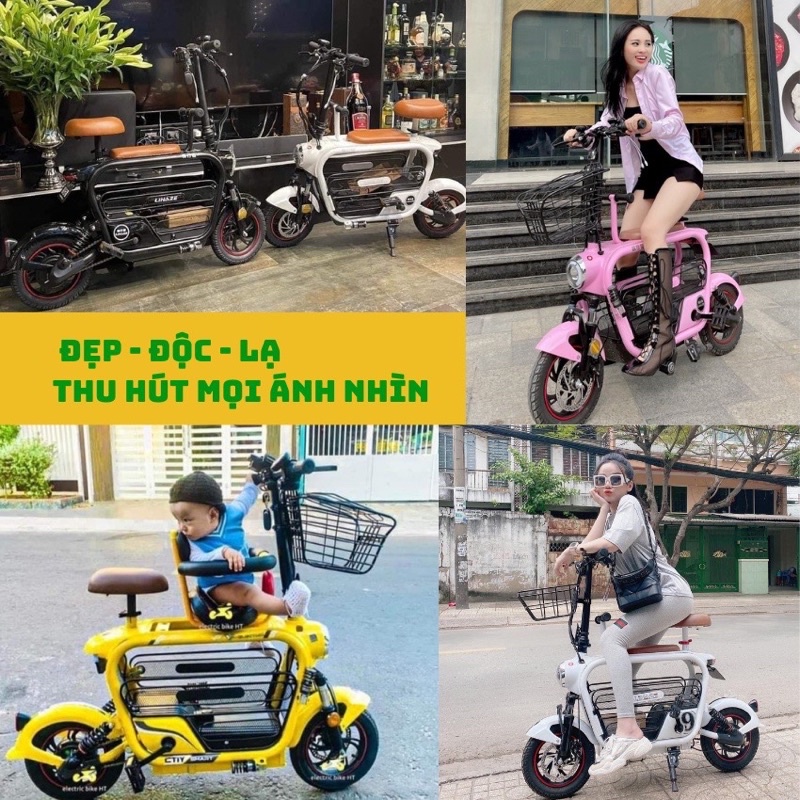 LIHAZE 2 yên hàng chính hãng - xe đạp điện mini gấp gọn - pin khoẻ 48V-15ah - bảo hành 12 tháng