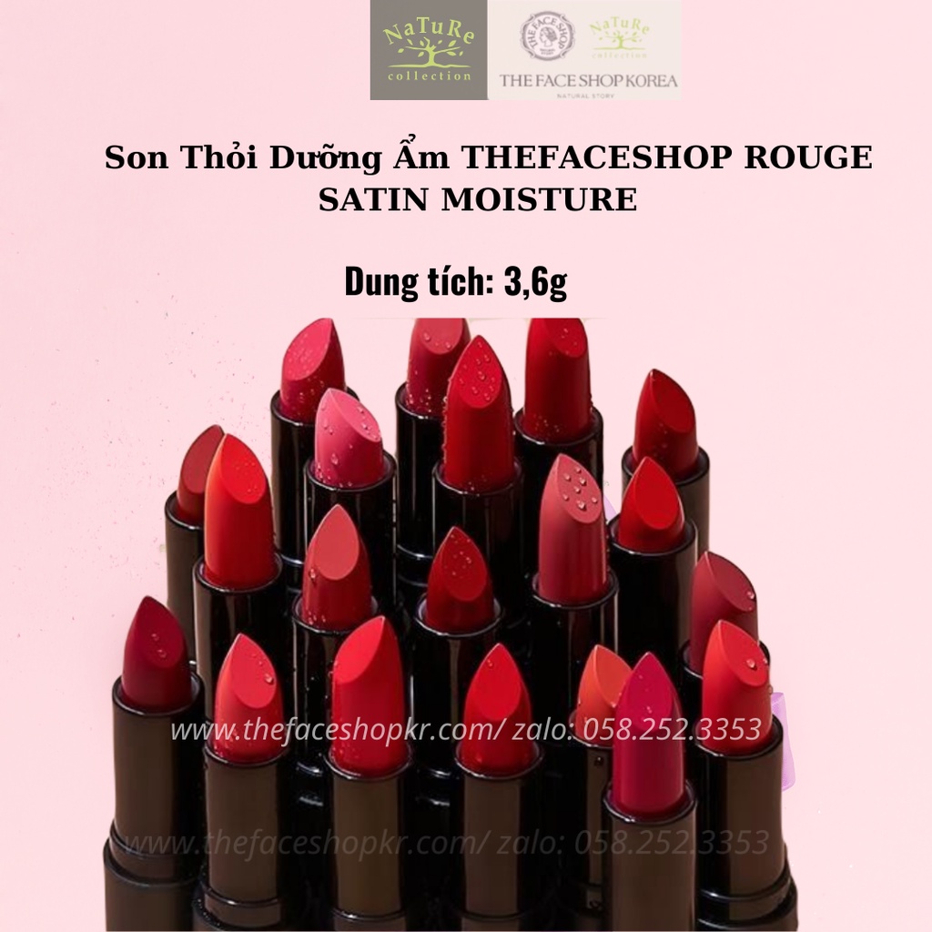 Son thỏi lâu trôi dưỡng ẩm Thefaceshop rouge satin moisture 3.6g