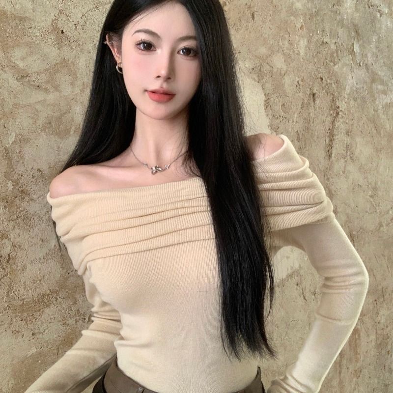 Áo Thun COZOK Tay Dài Lệch Vai Dáng Ôm Gợi Cảm Thời Trang Cổ Điển Dành Cho Bạn Nữ