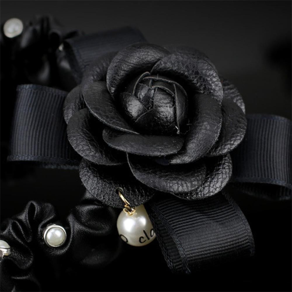 Ốp Gương Chiếu Hậu Bằng Da PU Hình Hoa Trà Đính Ngọc Trai Giả Trang Trí Nội Thất Xe Hơi J3Z1