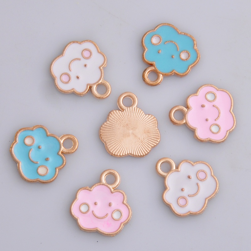 Bộ 4 Mặt Vòng cổ Hình Đám Mây Mặt Cười Tráng Men Bằng Hợp Kim Dùng Làm Trang Sức DIY