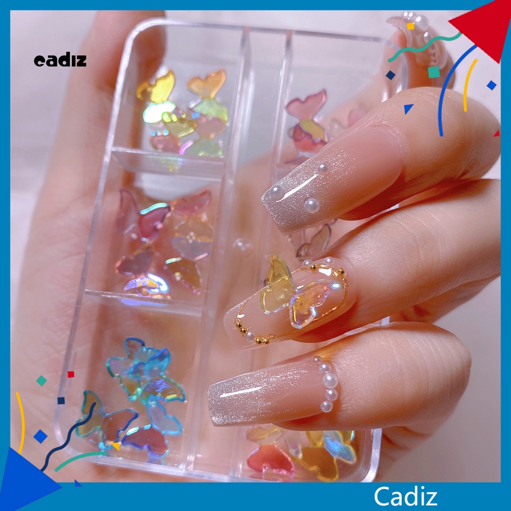 CADI 24Pcs/Set Resin Butterfly Nail Charms for Party Creative 3D Nail Charms Fall-Resistant