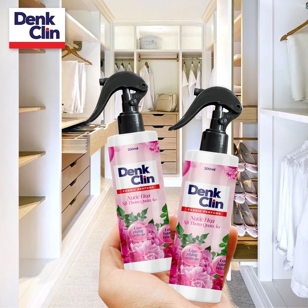 Nước Xịt Thơm Quần Áo Denkclin 200ml Lưu Hương Bền Lâu, Làm Mềm Vải, Chai Xịt Tiện Dụng