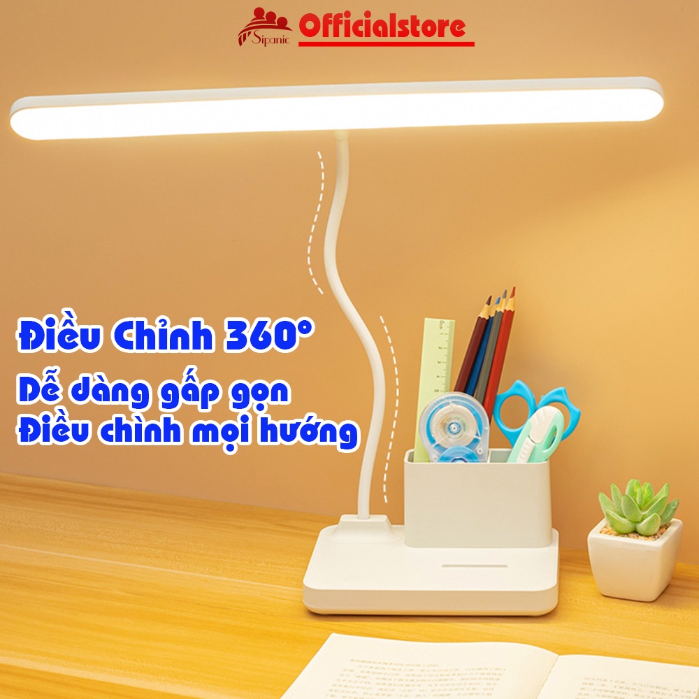 Đèn học để bàn, Sipanic tích điện - Pin 4000mAh, cảm ứng 3 chế độ ánh sáng chống cận thị bảo vệ mắt