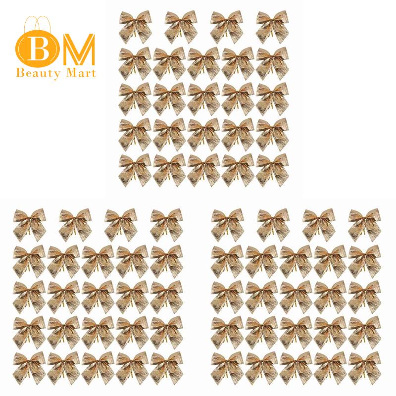 [BM] 72 Cái Trang Trí Trang Trí Treo Nơ Nơ Nơ Bướm Decore Cây Giáng Sinh Dễ Thương (72 Cái, Vàng)