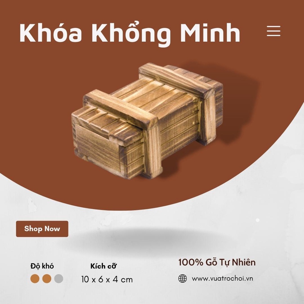 Đồ Chơi Gỗ Thông Minh Cho Trẻ Em - Khóa Gỗ Khổng Minh Single open magic box - A139