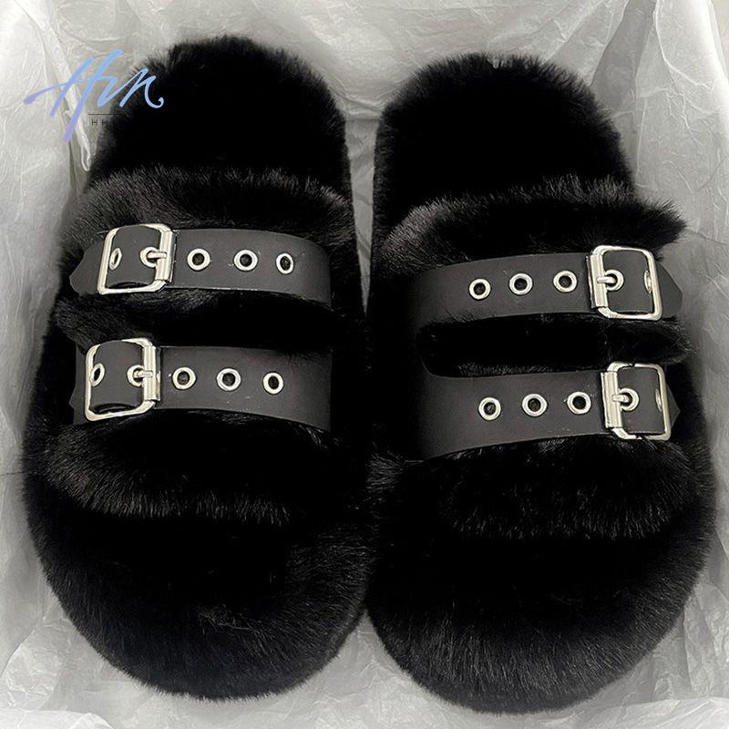 Dép Lười Đế Dày Phối Lông Thời Trang Thu Đông 2022 Cho Nữ