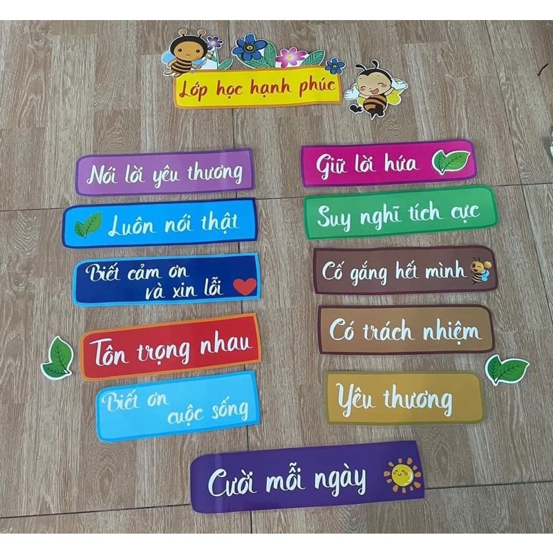 Lớp học hạnh phúc ép plastic có gắn sẵn miếng dán vào tường