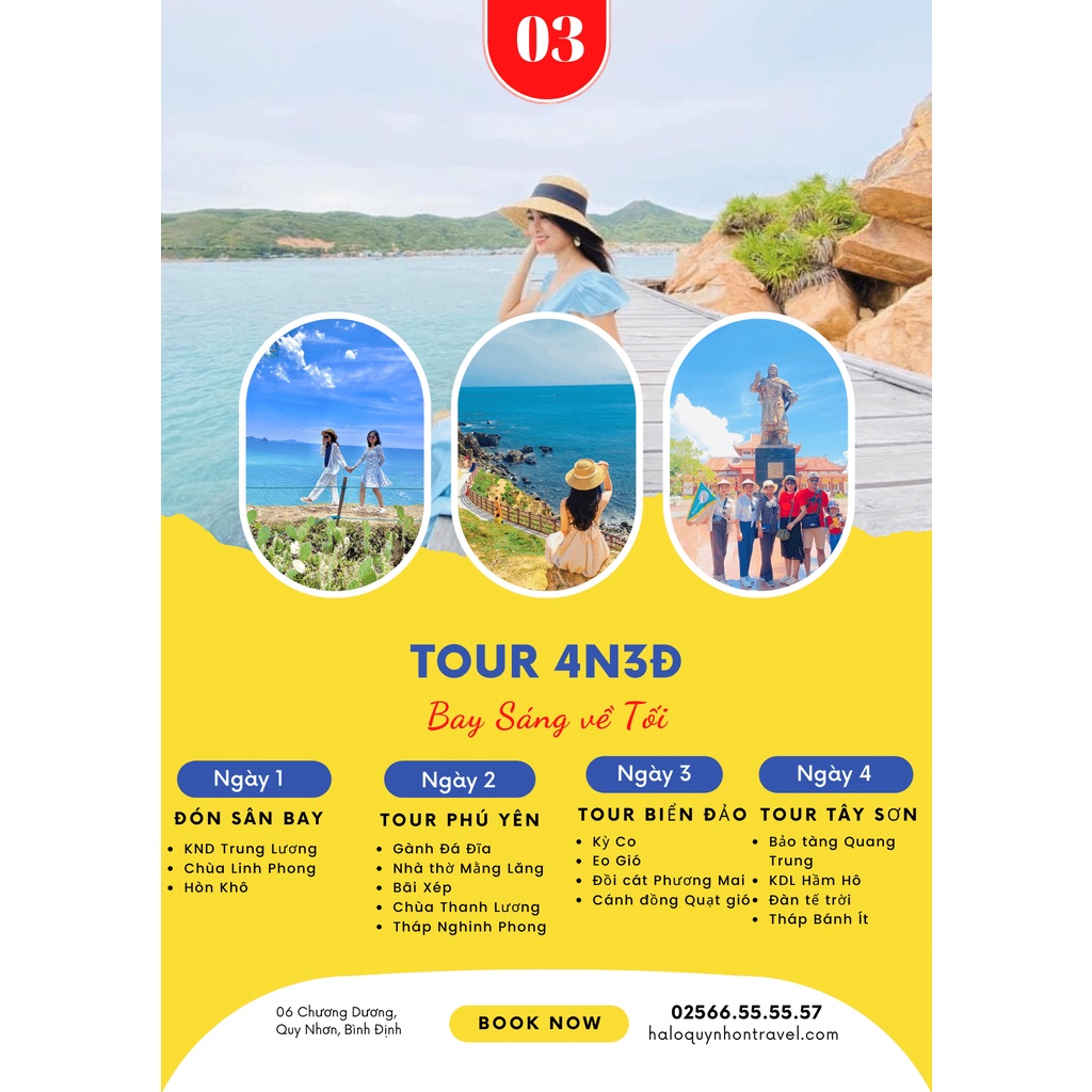 MS-003 Tour 4N3Đ Bay sáng về tối Quy Nhơn - Phú Yên
