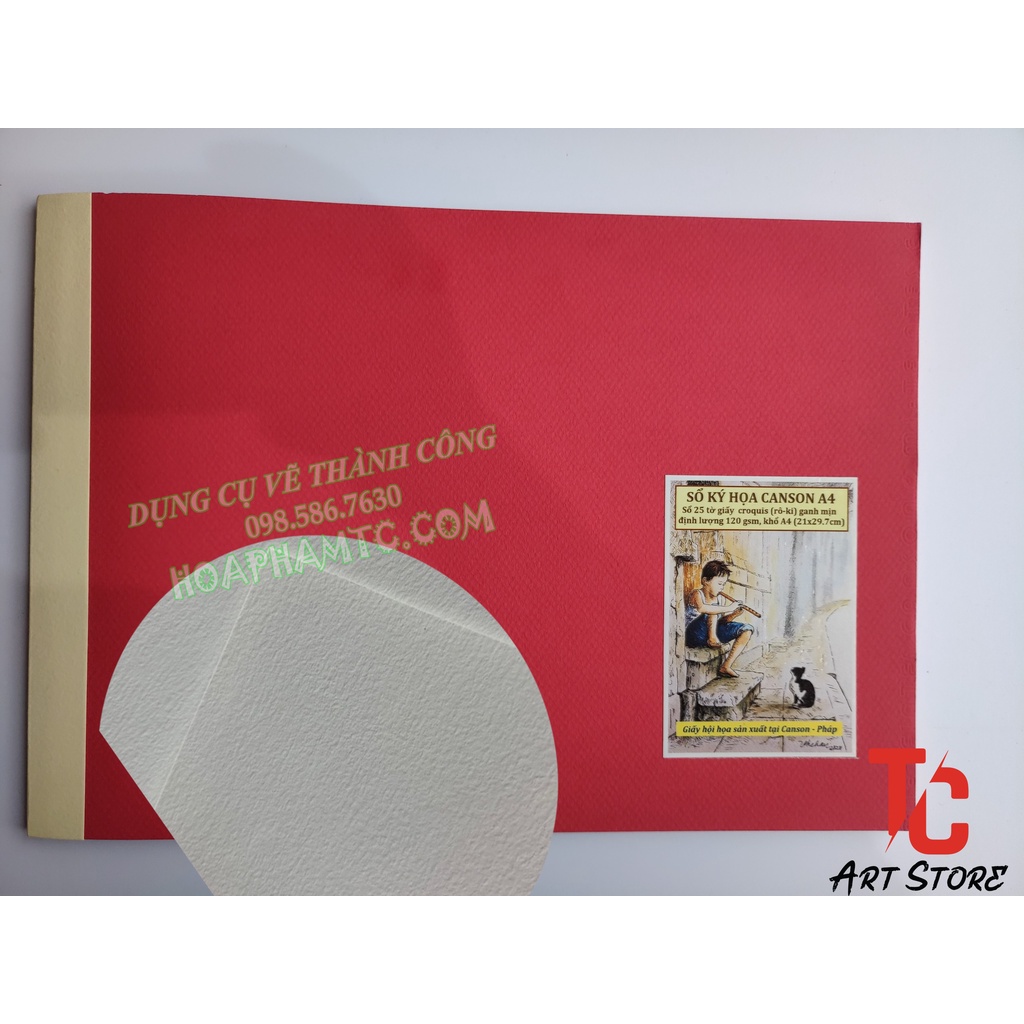 Sổ ký họa CANSON PHÁP A4 (25 tờ, định lượng 120gsm)