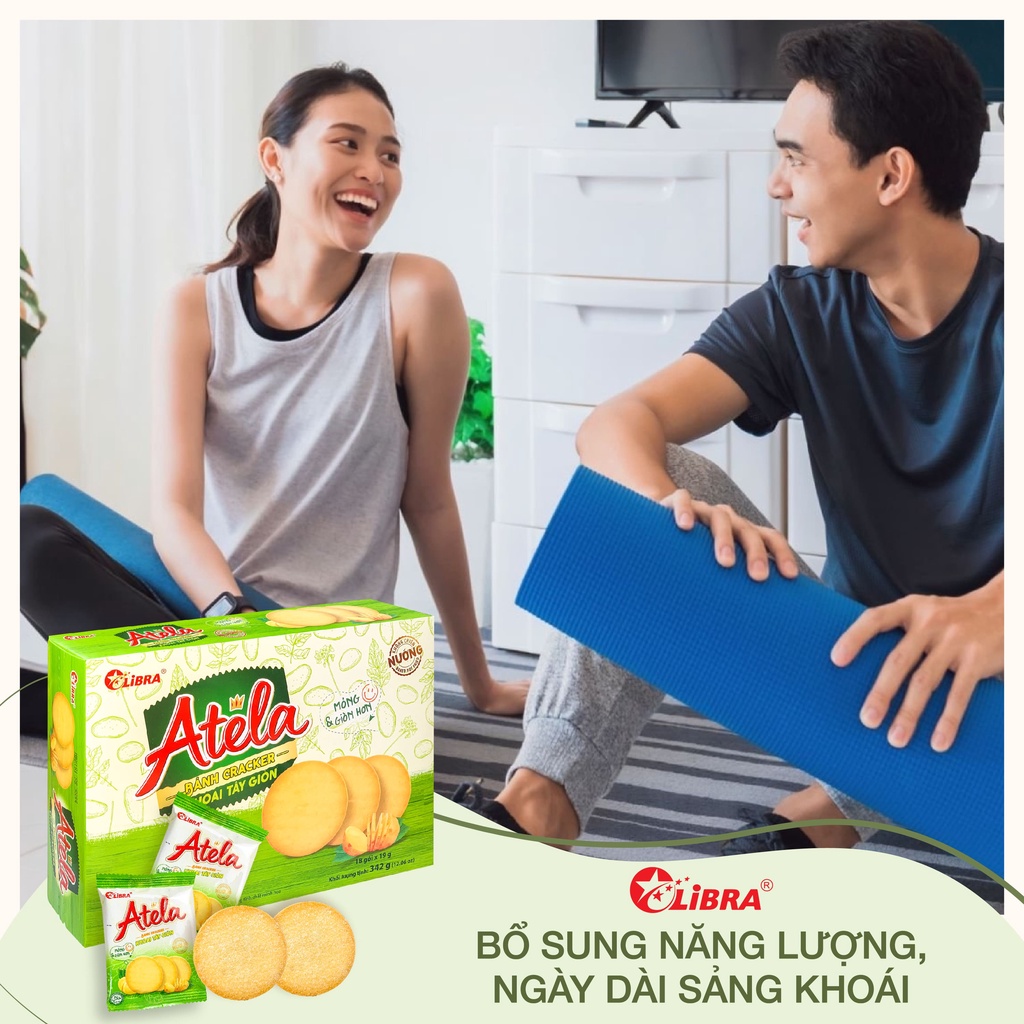 Bánh cracker khoai tây LIBRA đồ ăn vặt dinh dưỡng snack potato mặn giòn bánh lễ tết Atela hộp 342gr