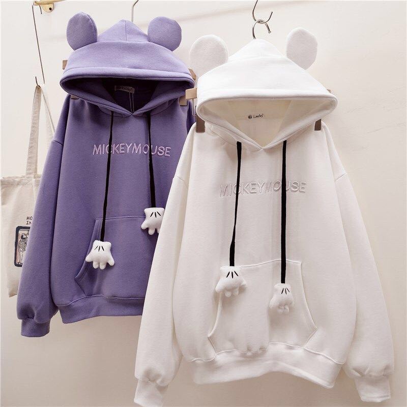 Áo Hoodie MinD-Shop / Mickey hoodie hất nỉ bông cotton form rộng phong cách GenZ