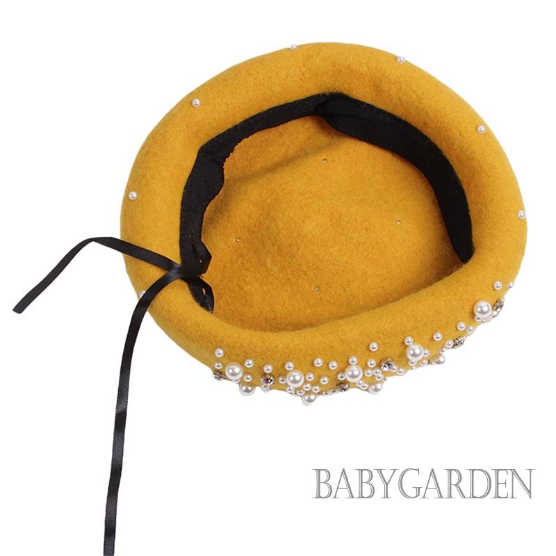 Mũ Nồi Bằng Len Đính Ngọc Trai Thời Trang Thu Đông Dành Cho Bé Gái 2-6 Tuổi