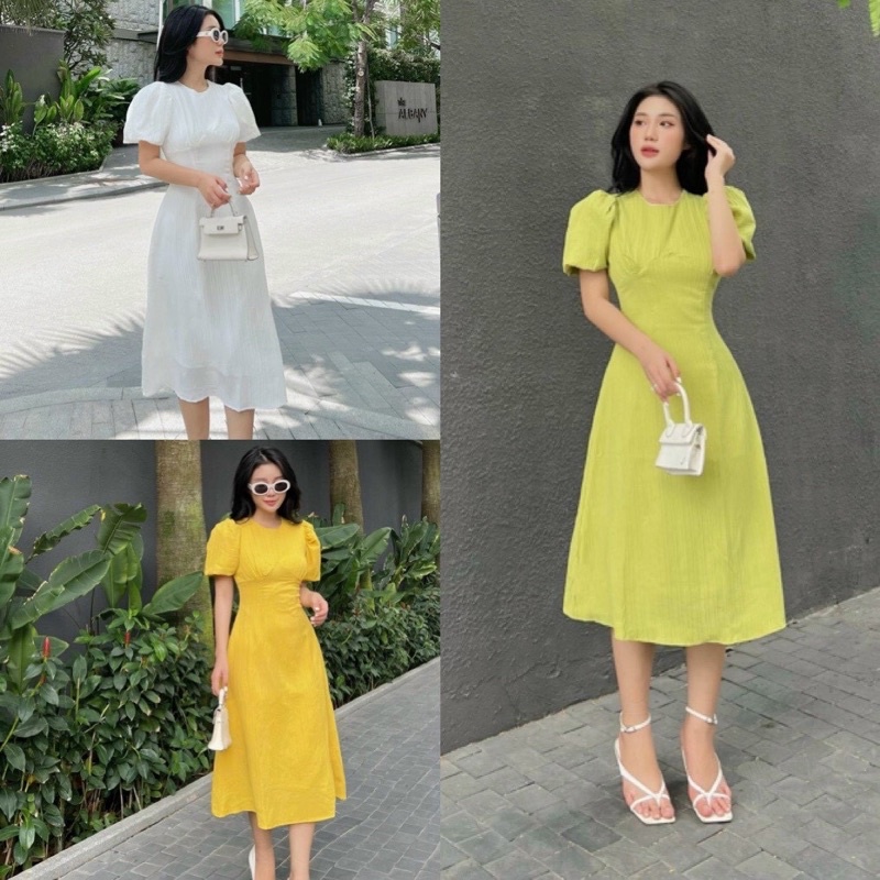 ĐẦM TRẮNG DỰ TIỆC TAY BỒNG TYFASHION CHIẾT EO ĐI CHƠI ĐI TIỆC ĐI HỌC ĐI LÀM